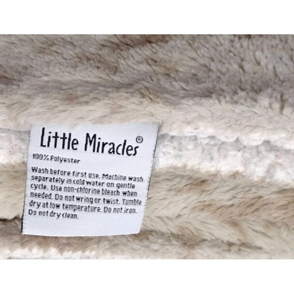 Little Miracles Brown COW‎ Baby Blanket Plush Costco htf Beige Tan Sherpa Cream